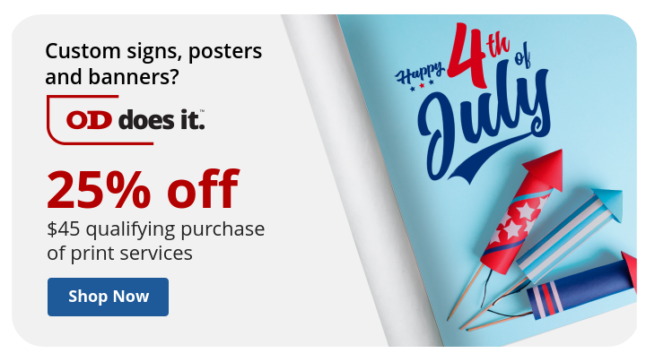 25% off $45 qualifying purchase of Print Service