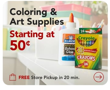 Coloring & art supplies starting at 50 cents