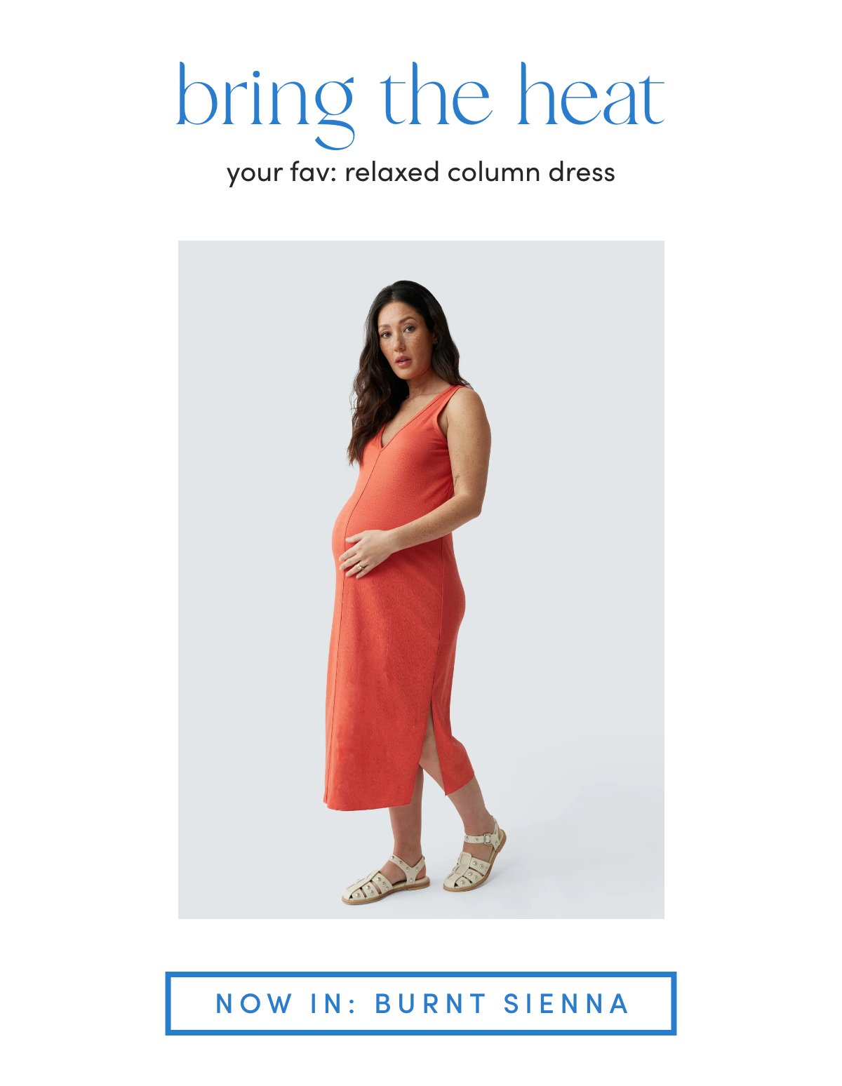 Sleveless V-Neck Maternity Dress — Burnt Sienna