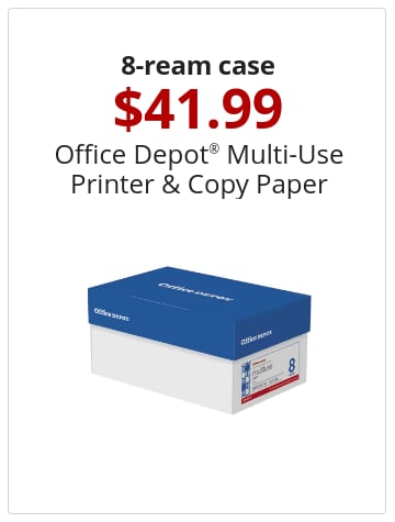 8-ream case $41.99 Office Depot® Multi-Use Printer & Copy Paper