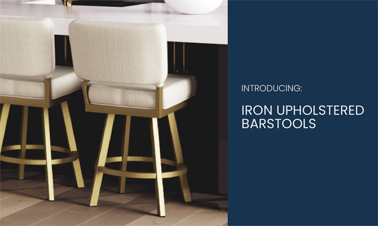 Configuration Tool: Select, Customize, and Visualize. Featuring the Rei Barstool in Hammered Brass finish with Aspen Pure White vinyl seat and French Ivory Performance fabric on the backrest. Featuring the Ryo barstool in Hammered Copper finish with Natural Oak Performance fabric.