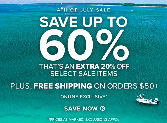 4th Of July Sale Save Up To 60% That’s An Extra 20% Off Select Sale Items Plus, Free Shipping On Orders $50+ Online Exclusive* *Prices as marked. Exclusions apply.