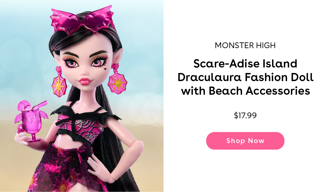 Monster High Scare-Adise Island Draculaura Fashion Doll with Beach Accessories $17.99 Shop Now