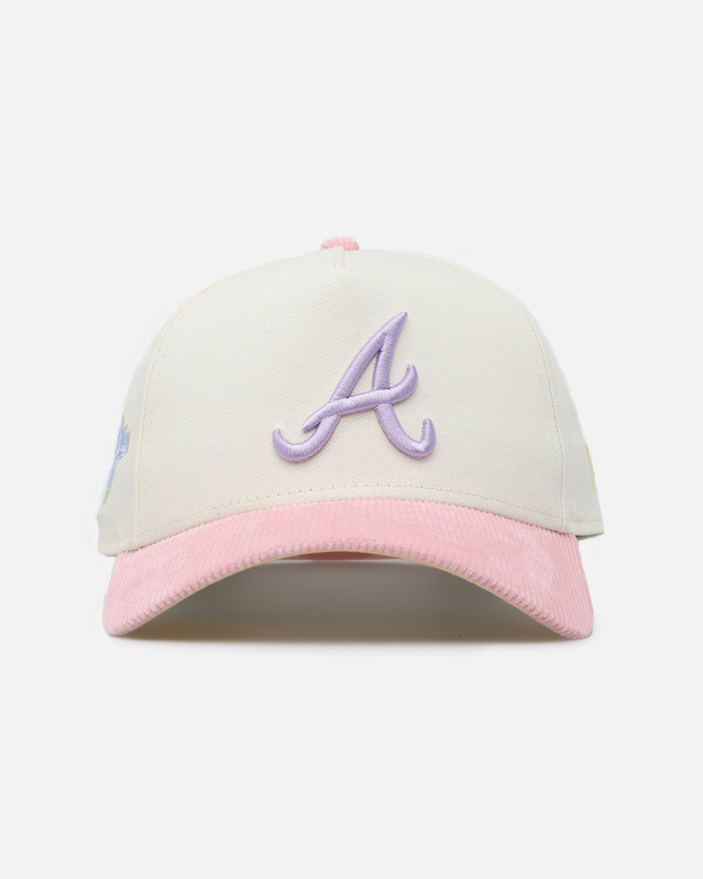 Image of New Era Atlanta Braves 'Easter Corduroy' 9FORTY A-Frame Snapback White/Pink