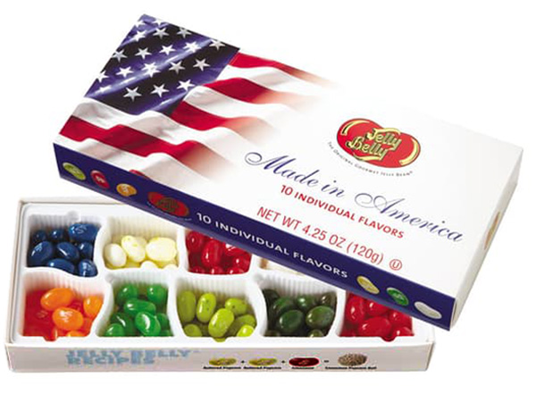 133720 - Jelly Belly USA Flag 10 Flavors Jelly Beans Sampler: 4.25-Ounce Gift Box