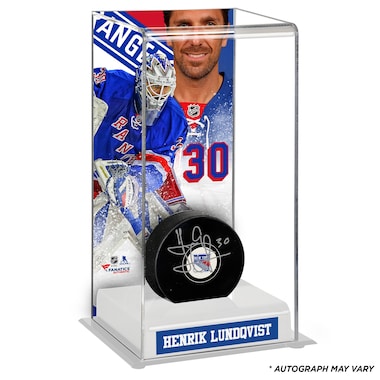 Henrik Lundqvist  Autographed Puck with Deluxe Tall Hockey Puck Case