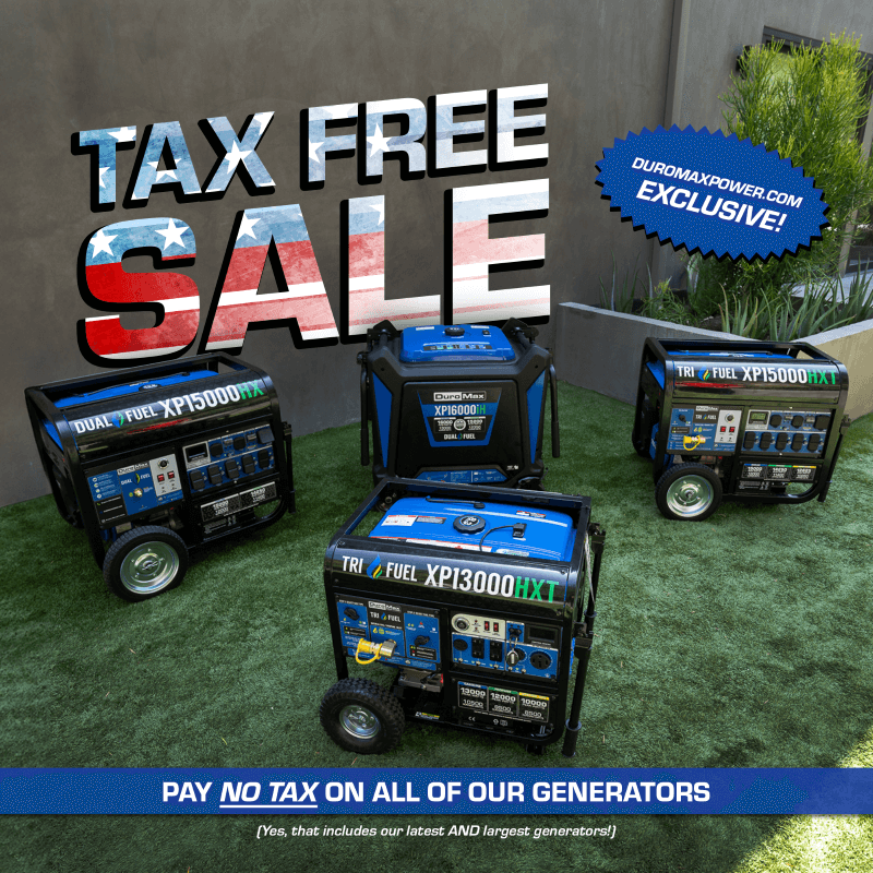 OUR TAX FREE SALE IS LIVE! Pay NO TAX On All Of Our Generators (Yes, that includes our latest AND largest generators!)