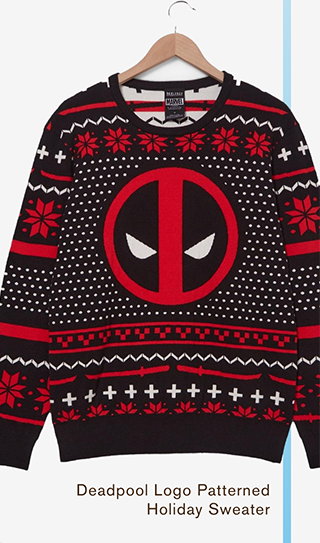 Deadpool Logo Patterned Holiday Sweater