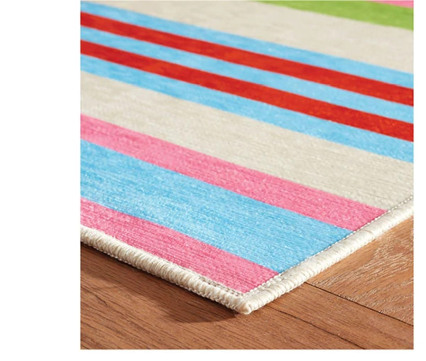 Beach Stripe Multi Machine Washable Rug