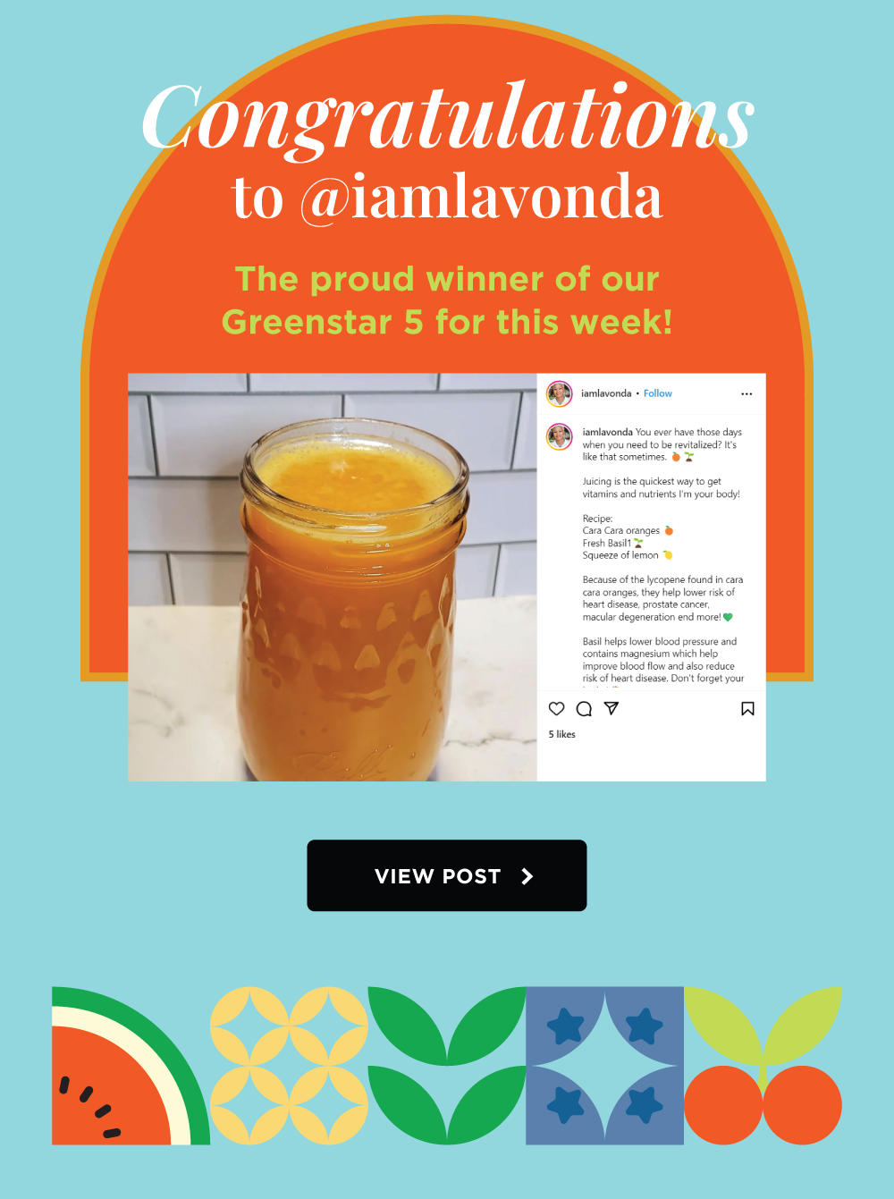 Congratulations to @iamlavonda The proud winner of our Greenstar 5 for this week! VIEW POST