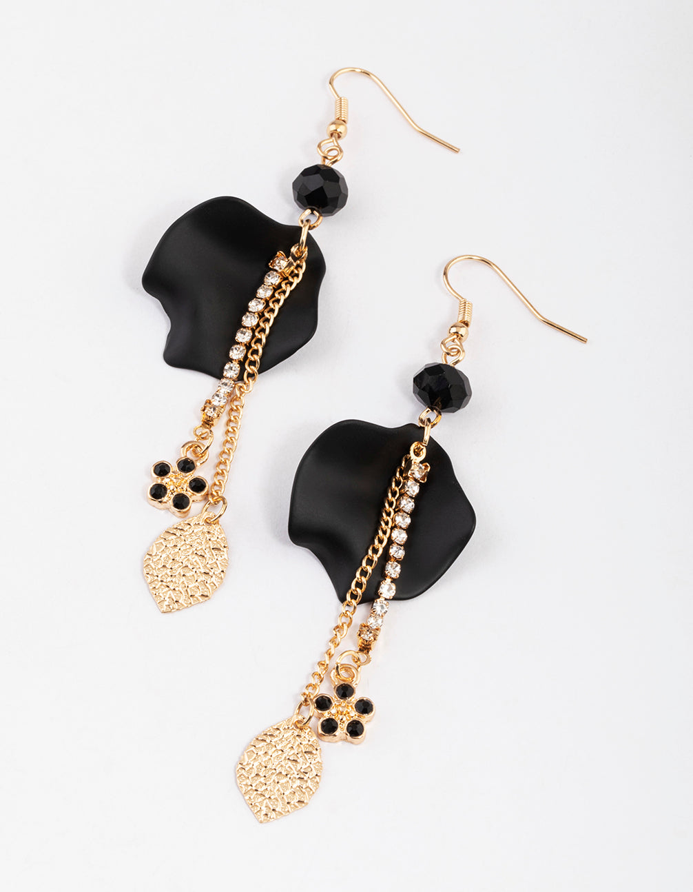 Image of Gold Garden Chain Petal Drop Earrings