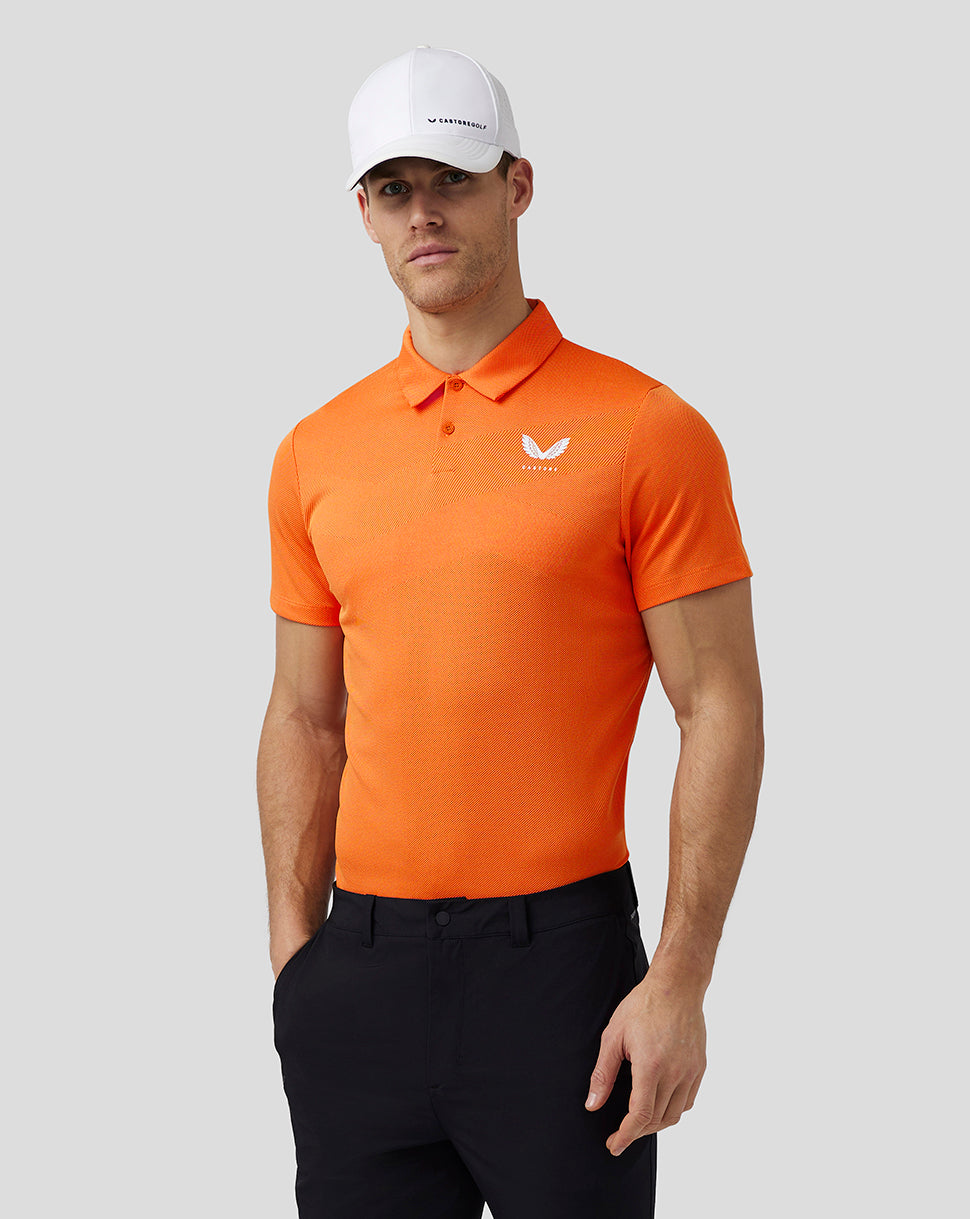 Image of Men’s Golf Engineered Knit Polo - Deep Orange