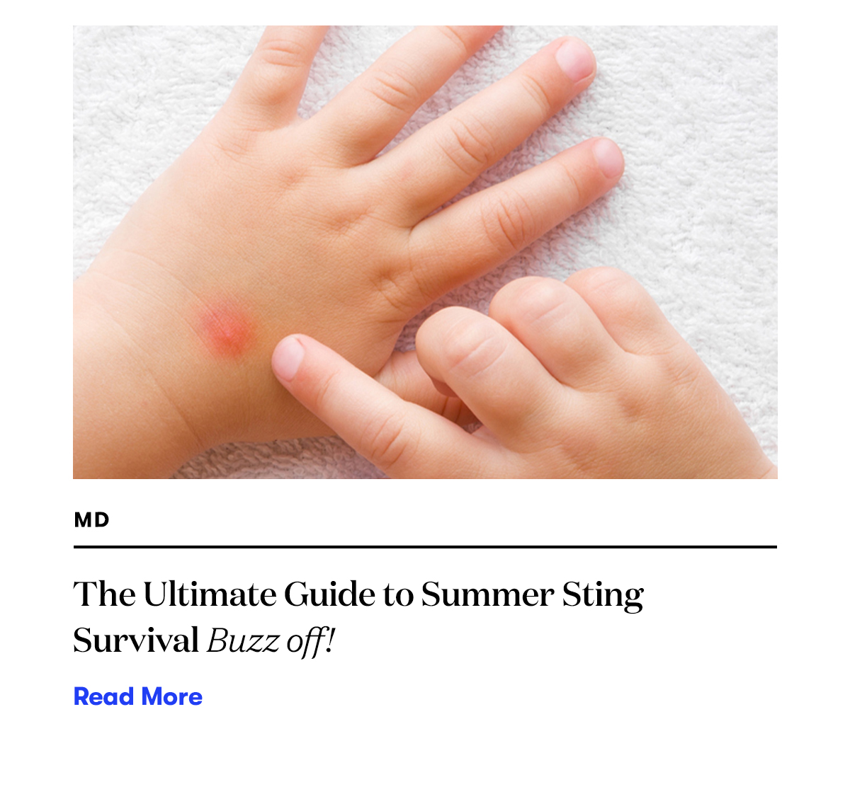 The Ultimate Guide to Summer Sting Survival READ MORE>>