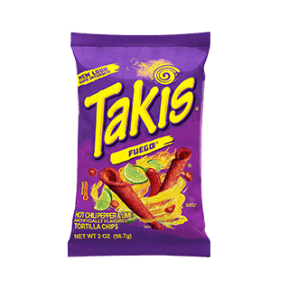 Takis hot chili pepper and lime tortilla chips