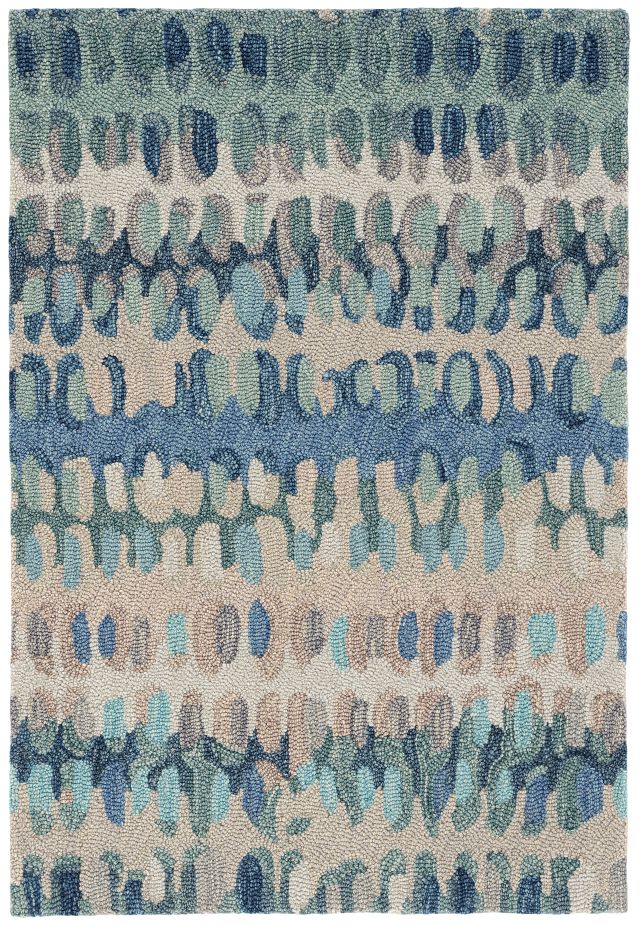 Image of Paint Chip Blue Hand Micro Hooked Wool Rug