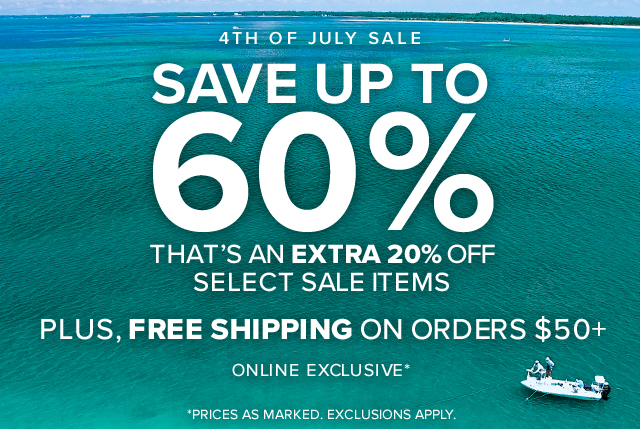 4th Of July Sale Save Up To 60% That’s An Extra 20% Off Select Sale Items Plus, Free Shipping On Orders $50+ Online Exclusive* *Prices as marked. Exclusions apply.