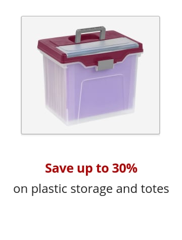 Save up to 30% on plastic storage and totes