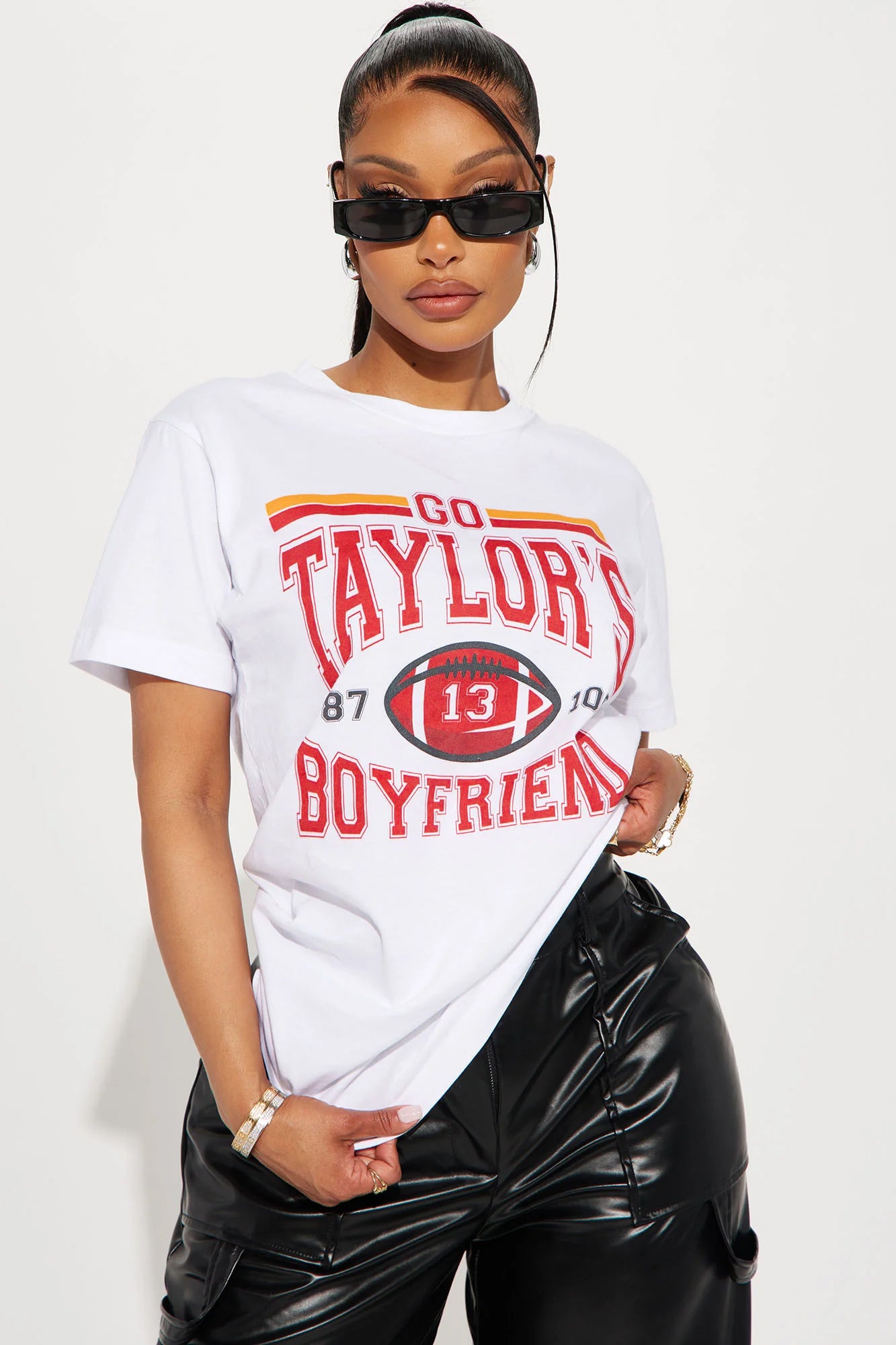 Image of Go Taylor's Boyfriend Football T-Shirt - White