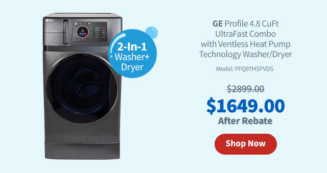 GE Profile 4.8 CuFt UltraFast Combo with Ventless Heat Pump Technology Washer/Dryer