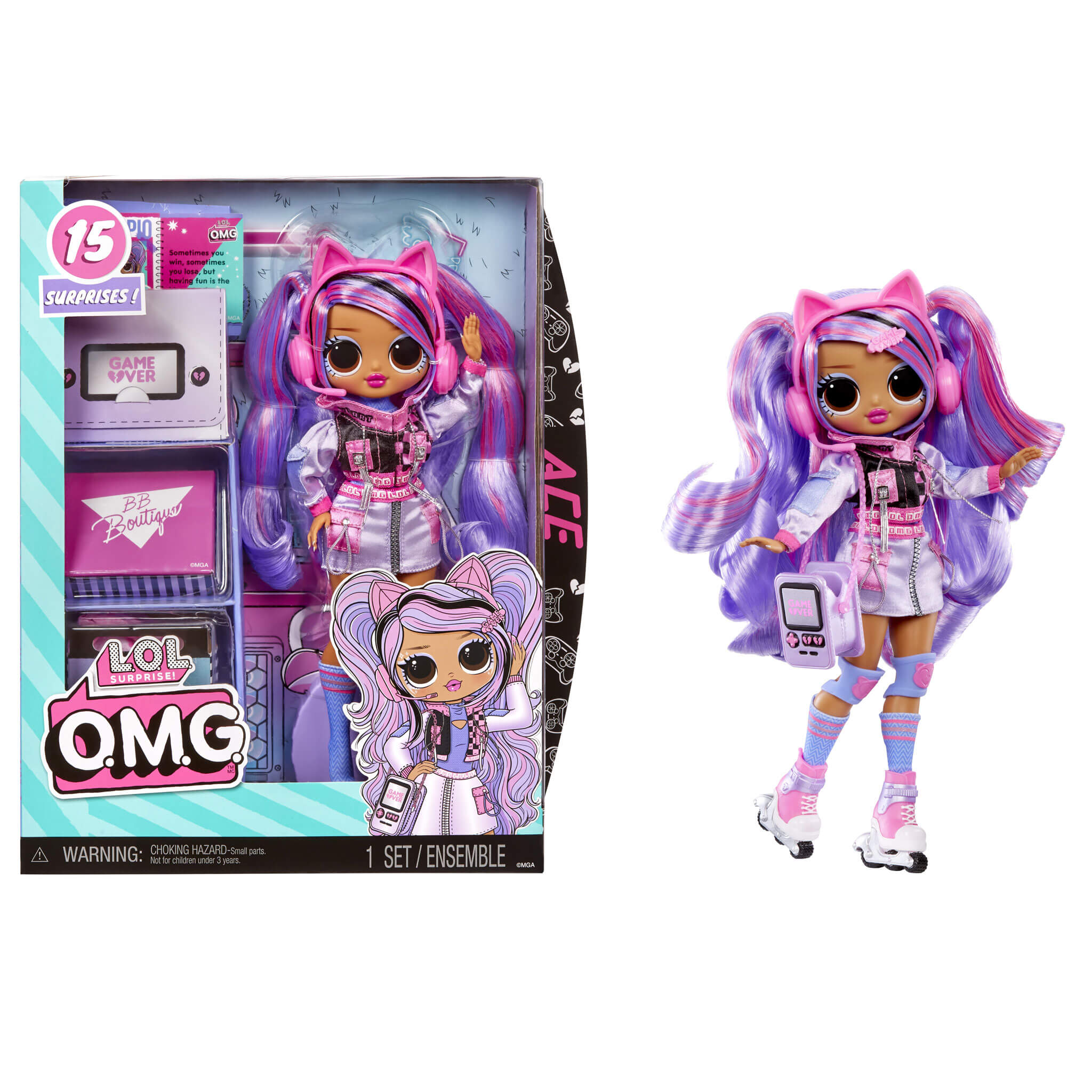 Image of LOL Surprise OMG Ace Fashion Doll with 15 Surprises