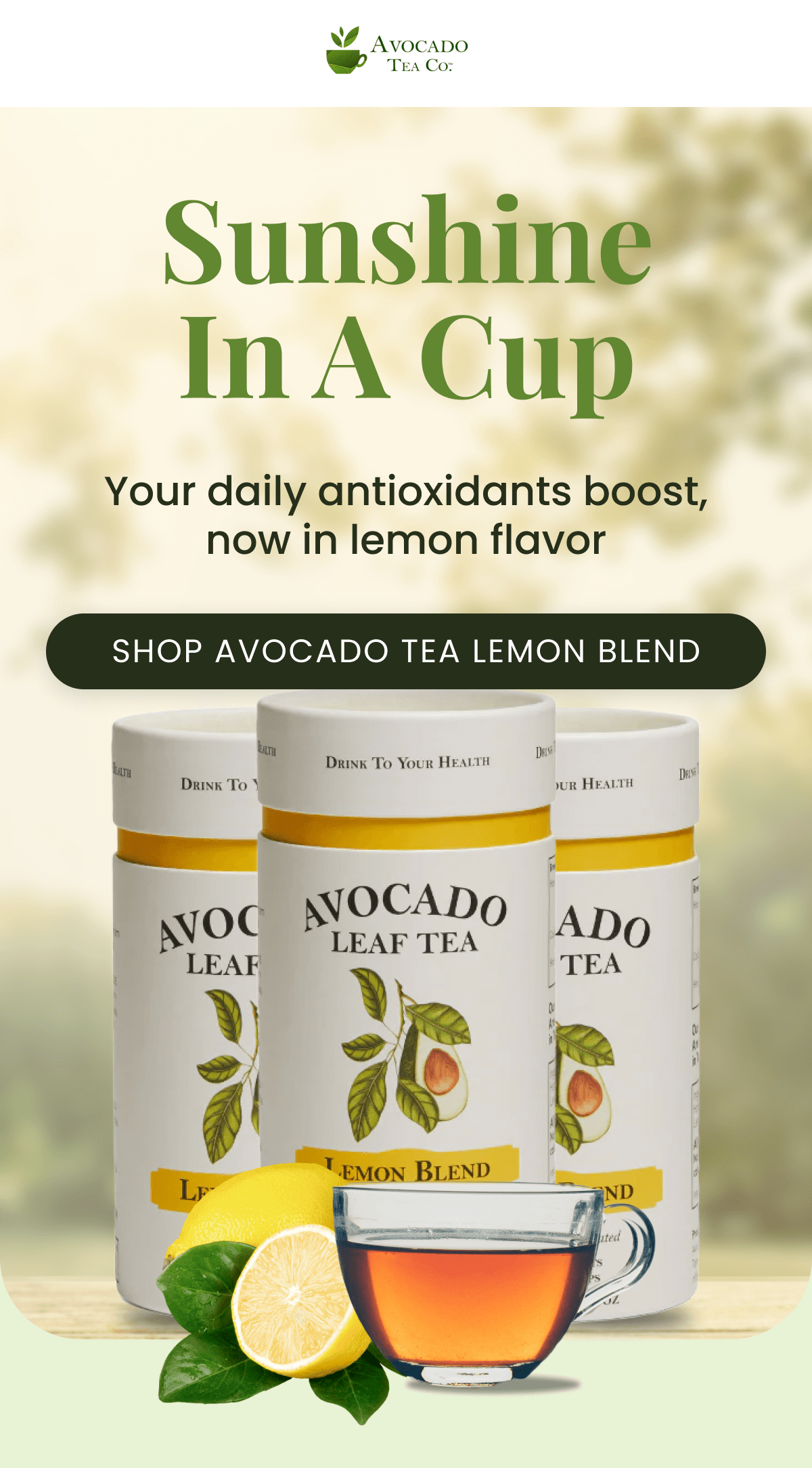 Sunshine In A Cup Your daily antioxidants boost, now in lemon flavor