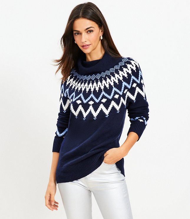 Fair Isle Turtleneck Tunic Sweater