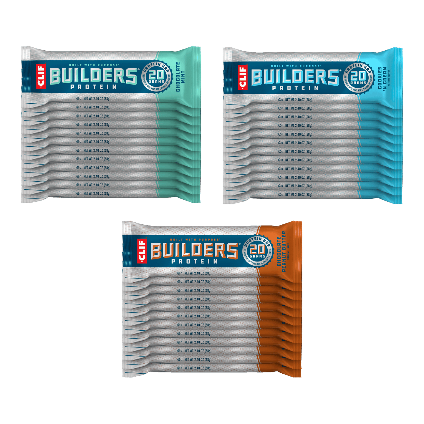 CLIF BUILDERS Bulk Variety Pack, 36 Bars