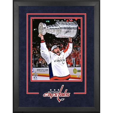 Alex Ovechkin  Deluxe Framed Autographed 16" x 20" 2018 Stanley Cup Champions Raising Cup Photograph