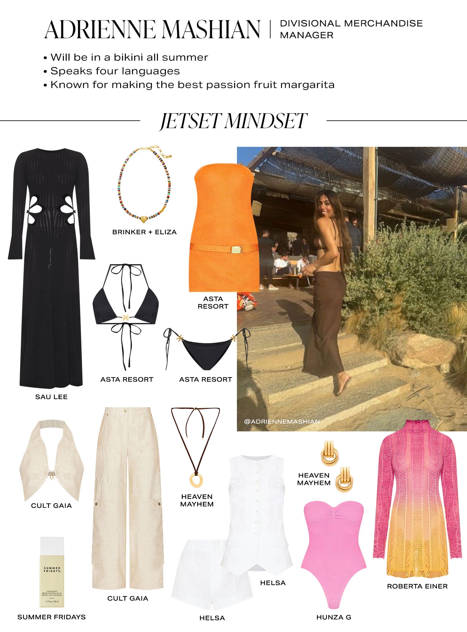 Adrienne Mashian, Divisional Merchandise Manager. Jetset Mindset product assortment. Shop Now.