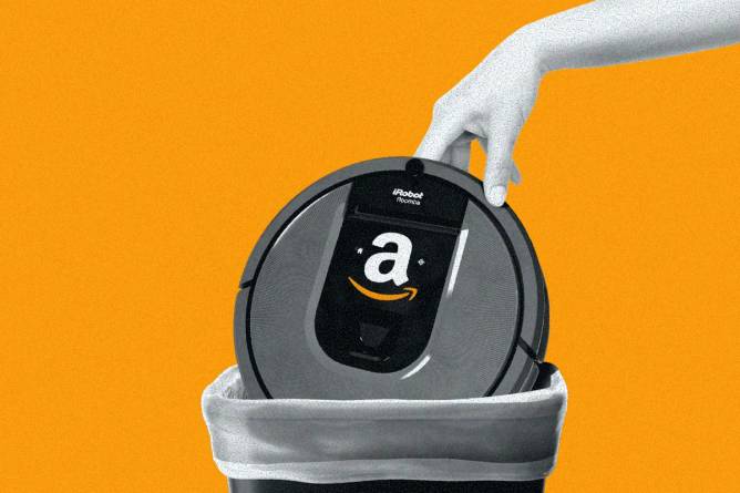 Amazon-branded Roomba is dropped into trash can