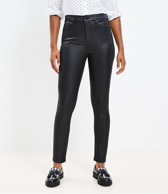 Curvy Coated High Rise Skinny Jeans in Black