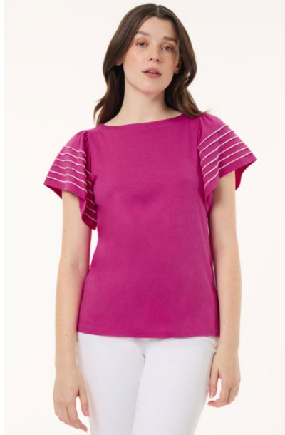 Flutter Short-Sleeve Top, Cotton Modal
