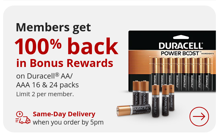 100% Back in Bonus Rewards on Duracell AA/AAA Batteries