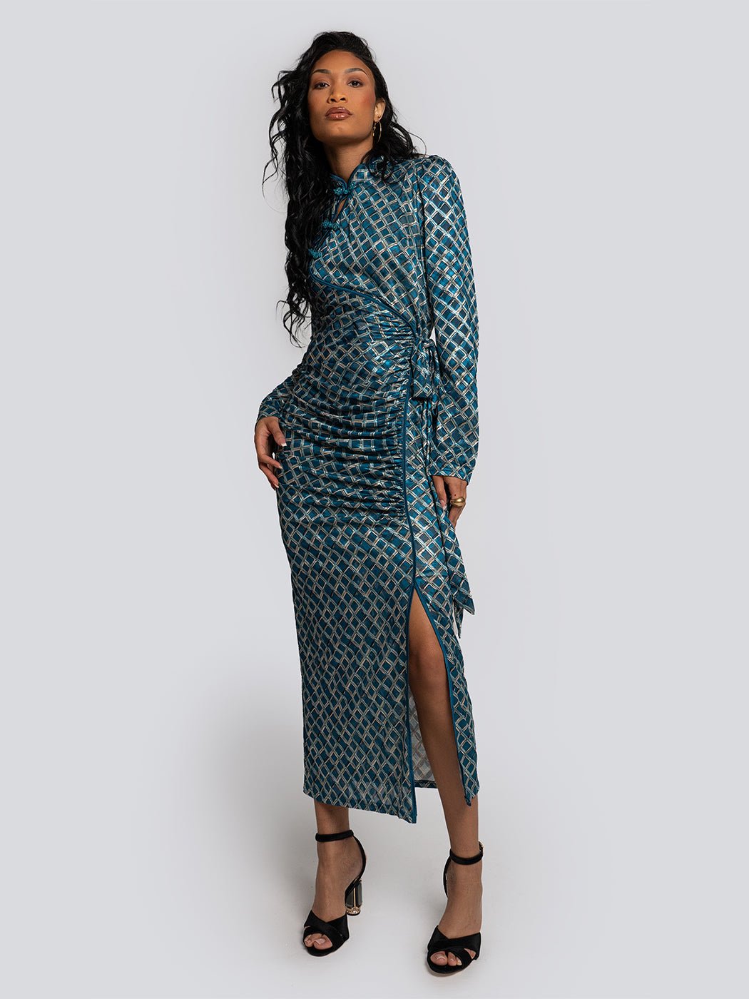 Margot Twist Front Dress Long Sleeve Midi Dress