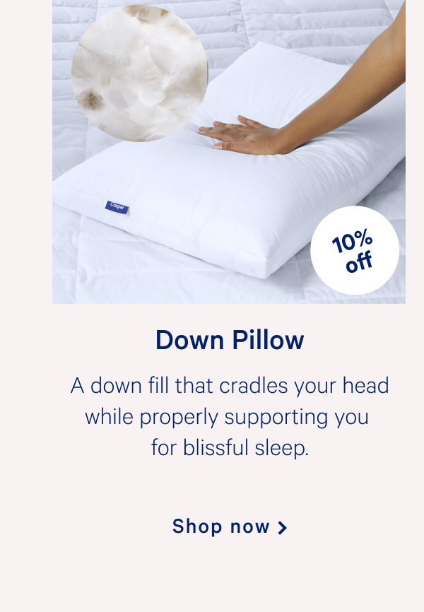 Down Pillow >> A down fill that cradles your head while properly supporting you for blissful sleep. >> Shop now >>