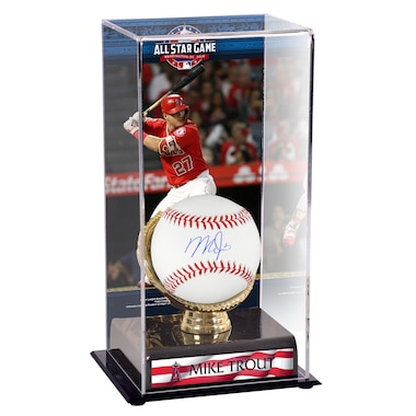 Mike Trout  Autographed Baseball and 2018 MLB All-Star Game Gold Glove Display Case with Image