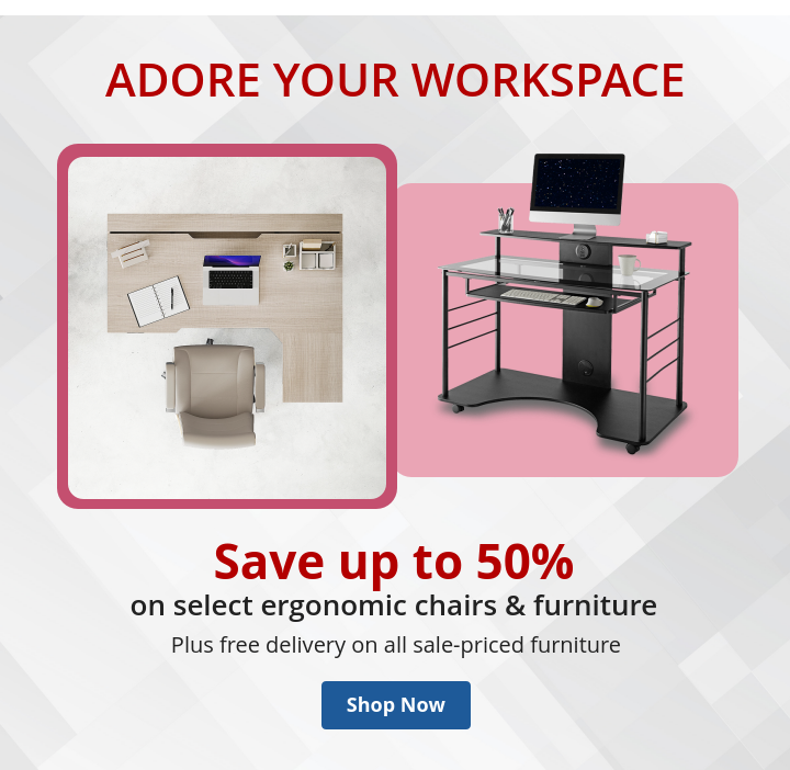 Save up to 50% off select Ergonomic Seating and Furniture - Shop Now