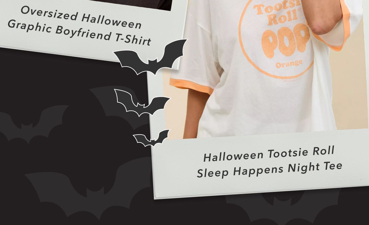 Oversized Halloween Graphic Boyfriend T-Shirt | Halloween Tootsie Roll Sleep Happens Night Tee