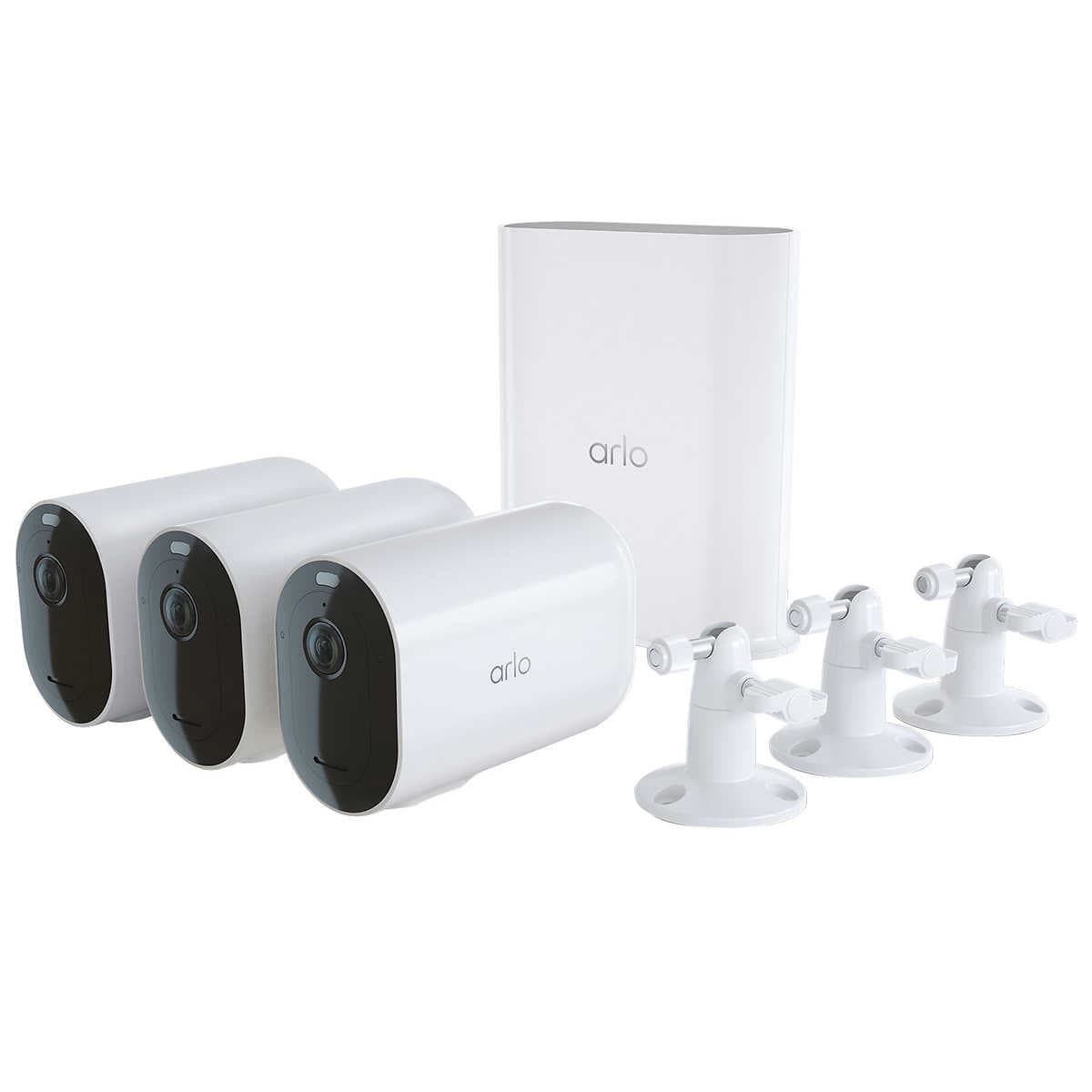 Image of Arlo Pro 4 XL 3 Camera Security Bundle with Stand + Base Station