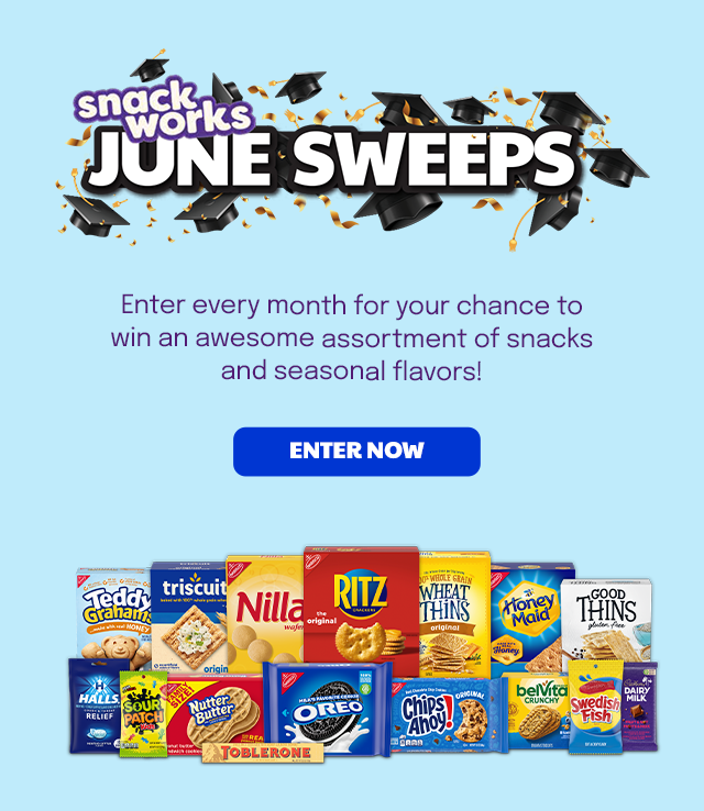 snackworks - JUNE SWEEPS - Enter every month for your chance to win an awesome assortment of snacks and seasonal flavors! - ENTER NOW