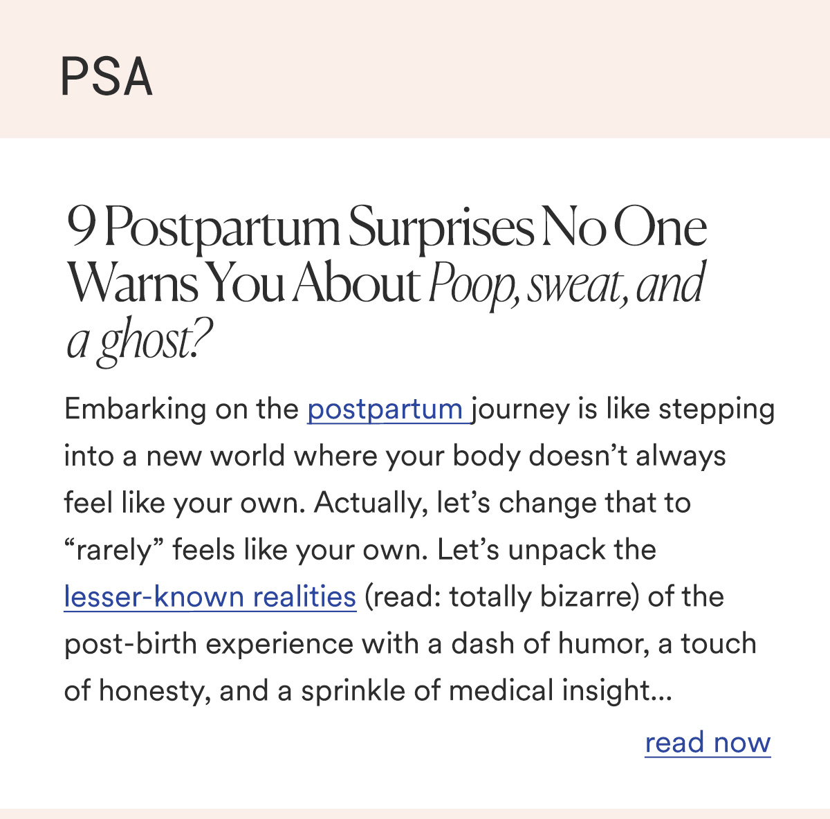 PSA 9 Postpartum Surprises No One Warns You About