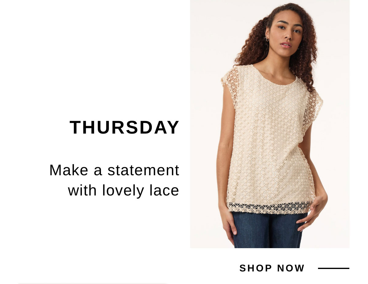 THURSDAY | SHOP NOW | Drop Shoulder Top, Lafayette Lace