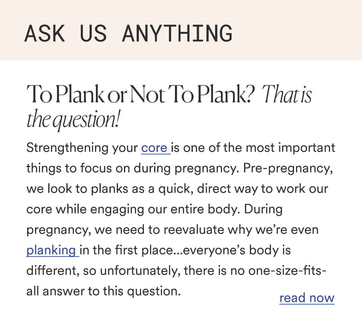 ASK US ANYTHING To Plank or Not To Plank?