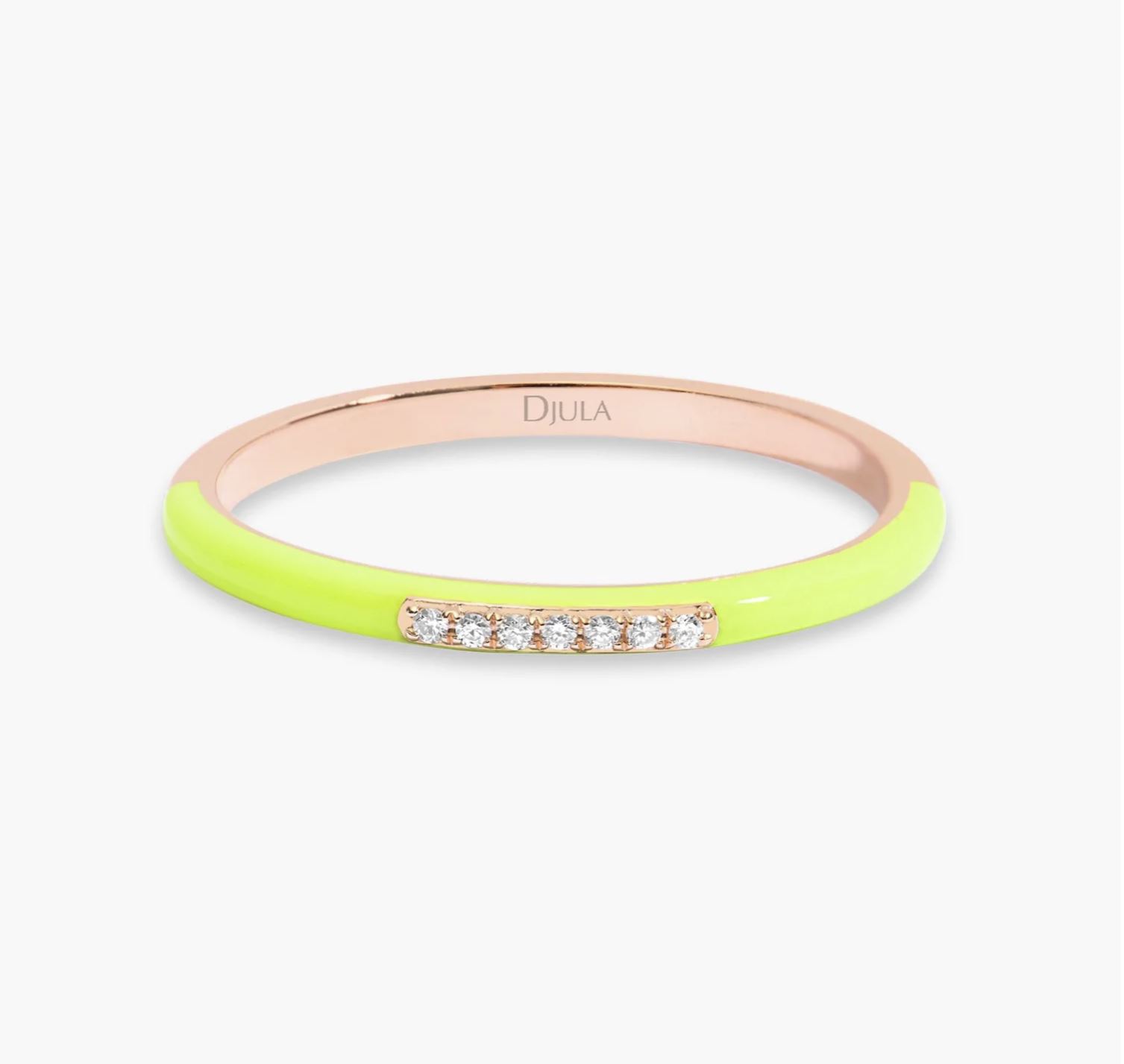 Image of DJULA Neon Yellow Enamel Band Finger Ring Diamond Gold