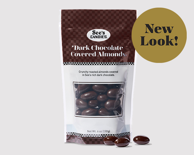 New Look! Dark Chocolate Covered Almonds