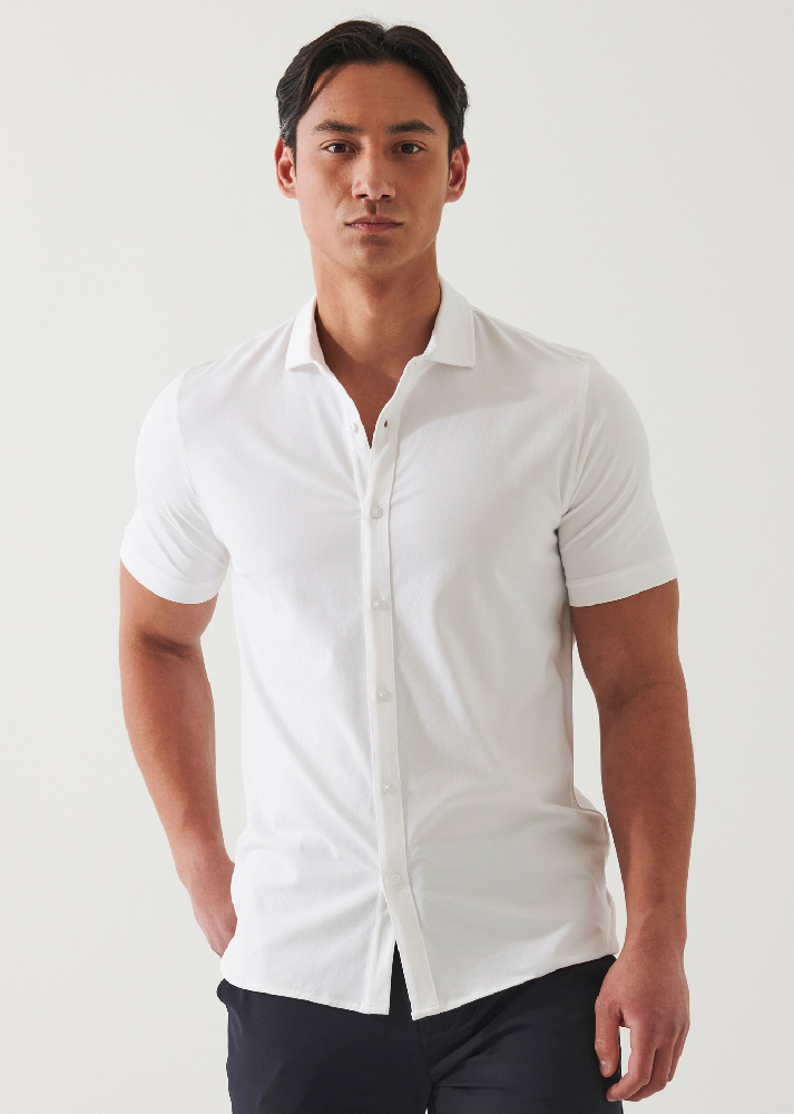 PIMA COTTON STRETCH BUTTON FRONT SHIRT