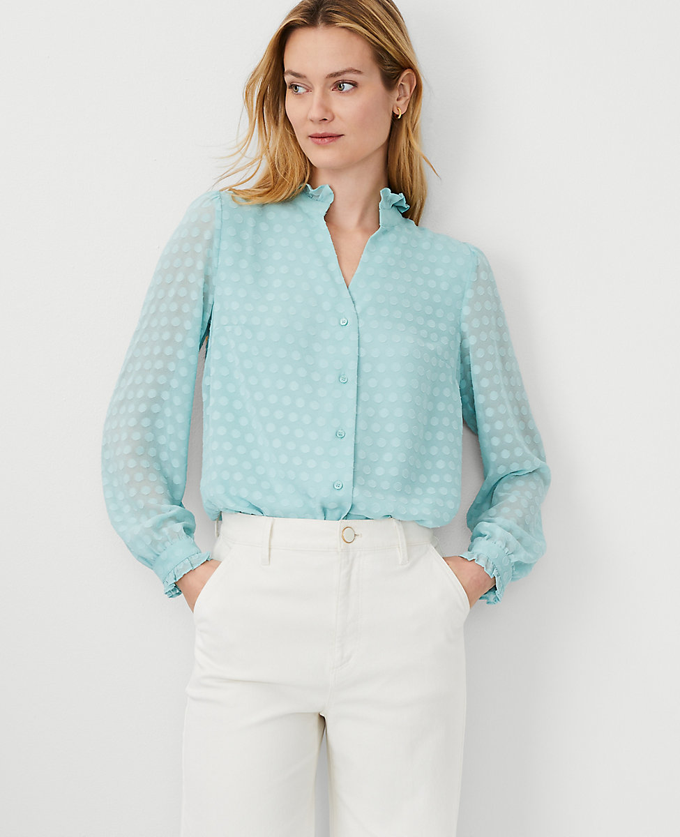 Clip Dot Ruffle Button Top