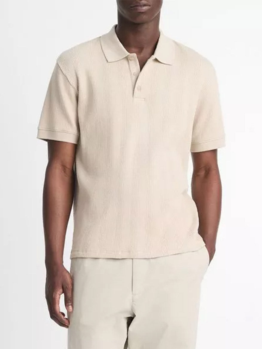 Image of Vince Variegated Pima Cotton Polo Shirt in Dark Morning Haze