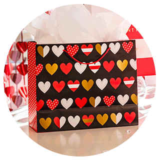 Valentine's Day gift bag with hearts on it