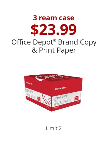 3 ream case $23.99 Office Depot® Brand Copy & Print Paper Limit 2